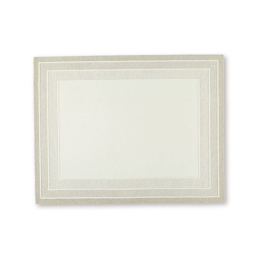 Teena Hand-Tufted Large Area Rug with Bordered Design, Ivory-Tan Wool 8x10
