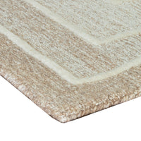 Teena Hand-Tufted Large Area Rug with Bordered Design, Ivory-Tan Wool 8x10