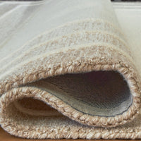 Teena Hand-Tufted Large Area Rug with Bordered Design, Ivory-Tan Wool 8x10