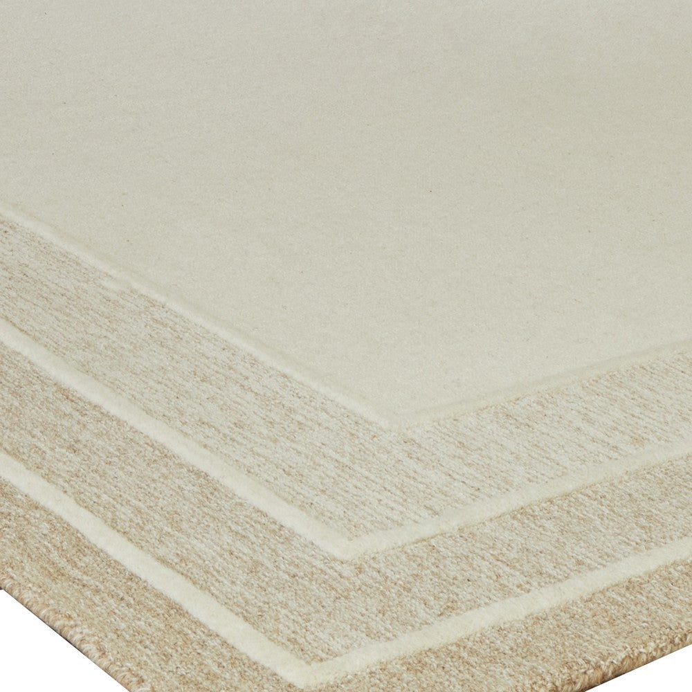 Teena Hand-Tufted Large Area Rug with Bordered Design, Ivory-Tan Wool 8x10