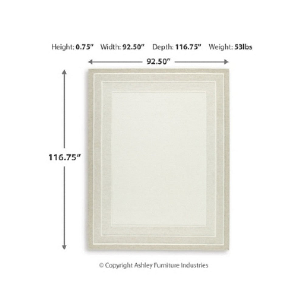 Teena Hand-Tufted Large Area Rug with Bordered Design, Ivory-Tan Wool 8x10