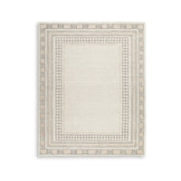 Adam Large Rug with Border Design, Jute and Wool, Brown-Taupe 8x10