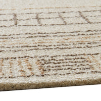 Adam Large Rug with Border Design, Jute and Wool, Brown-Taupe 8x10