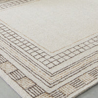 Adam Large Rug with Border Design, Jute and Wool, Brown-Taupe 8x10