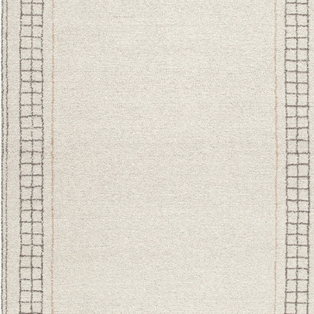 Adam Large Rug with Border Design, Jute and Wool, Brown-Taupe 8x10