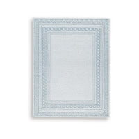 Hazel Hand-Tufted Large Area Rug, Chevron-Diamond Motifs, Blue-Ivory Wool 8x10