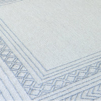 Hazel Hand-Tufted Large Area Rug, Chevron-Diamond Motifs, Blue-Ivory Wool 8x10