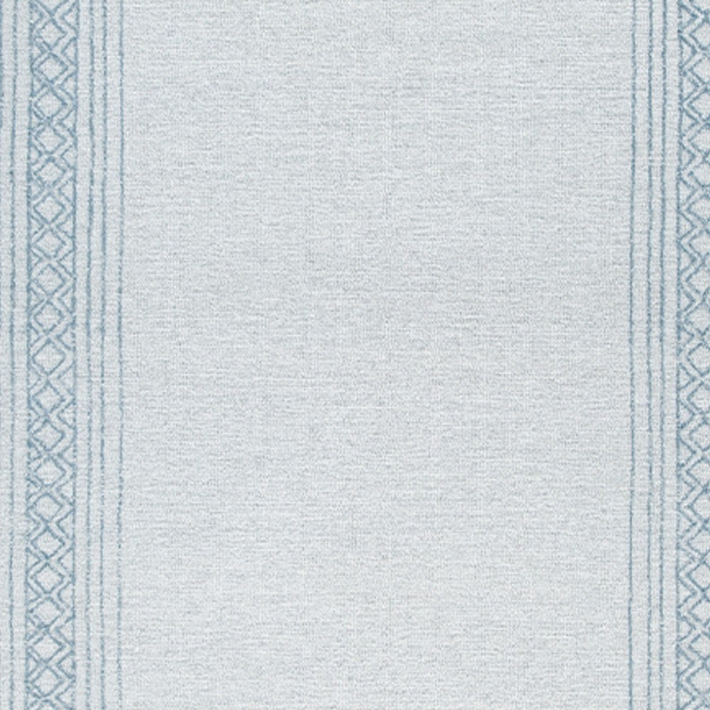 Hazel Hand-Tufted Large Area Rug, Chevron-Diamond Motifs, Blue-Ivory Wool 8x10
