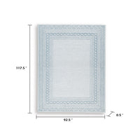 Hazel Hand-Tufted Large Area Rug, Chevron-Diamond Motifs, Blue-Ivory Wool 8x10