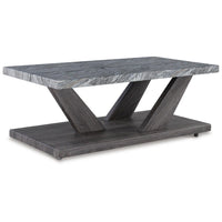 Brenda 3Pc Coffee Table Set with Casters, Faux Marble Top, Gray Wood