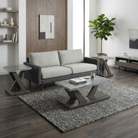 Brenda 3Pc Coffee Table Set with Casters, Faux Marble Top, Gray Wood