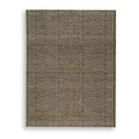 Amina Large Area Rug with Aztec-Inspired Pattern, Brown-Ivory Wool 8x10