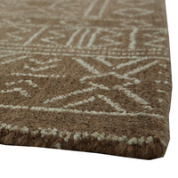 Amina Large Area Rug with Aztec-Inspired Pattern, Brown-Ivory Wool 8x10