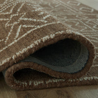 Amina Large Area Rug with Aztec-Inspired Pattern, Brown-Ivory Wool 8x10