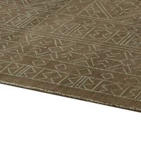 Amina Large Area Rug with Aztec-Inspired Pattern, Brown-Ivory Wool 8x10