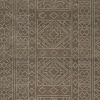 Amina Large Area Rug with Aztec-Inspired Pattern, Brown-Ivory Wool 8x10