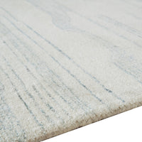 Genie Hand-Tufted Large Area Rug, Abstract Striped Patterns, Ivory Blue Wool 8x10