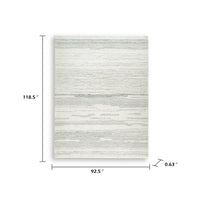 Genie Hand-Tufted Large Area Rug, Abstract Striped Patterns, Ivory Blue Wool 8x10