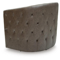 Amay Swivel Accent Chair, Barrel Design, Granite Tufted Faux Leather