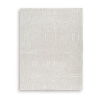 Berty Large Area Rug with Abstract Patterns, Tan-Ivory Hand-Tufted Wool 8x10
