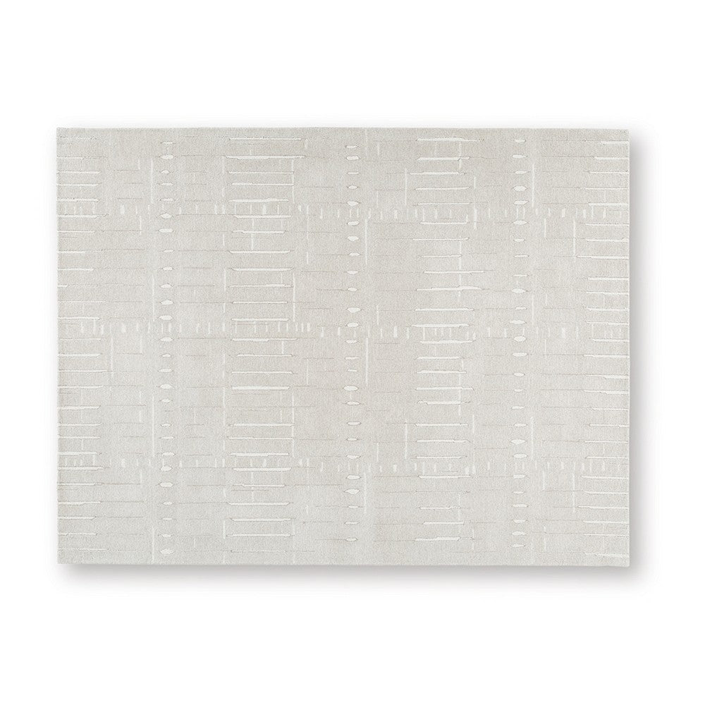 Berty Large Area Rug with Abstract Patterns, Tan-Ivory Hand-Tufted Wool 8x10