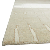 Berty Large Area Rug with Abstract Patterns, Tan-Ivory Hand-Tufted Wool 8x10