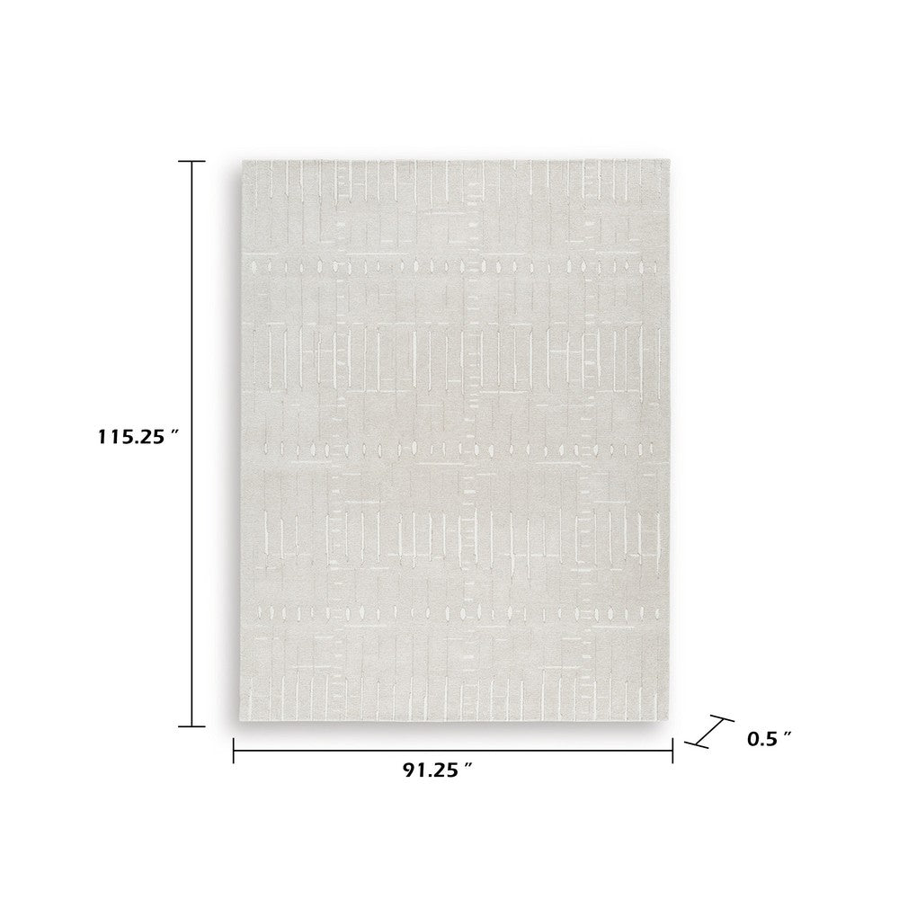 Berty Large Area Rug with Abstract Patterns, Tan-Ivory Hand-Tufted Wool 8x10