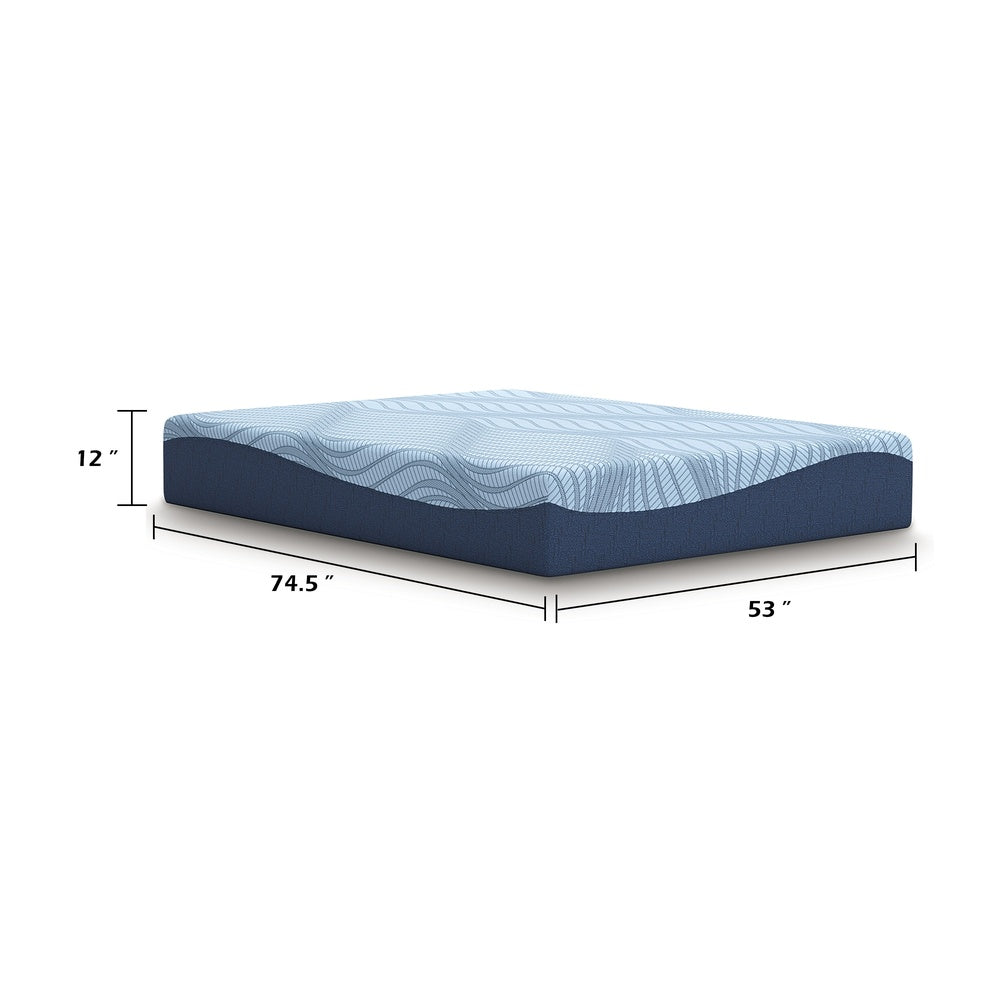 Pmy Full Mattress with Memory Foam, Firm Support, Light Blue Fabric 12 Inch-BM352973