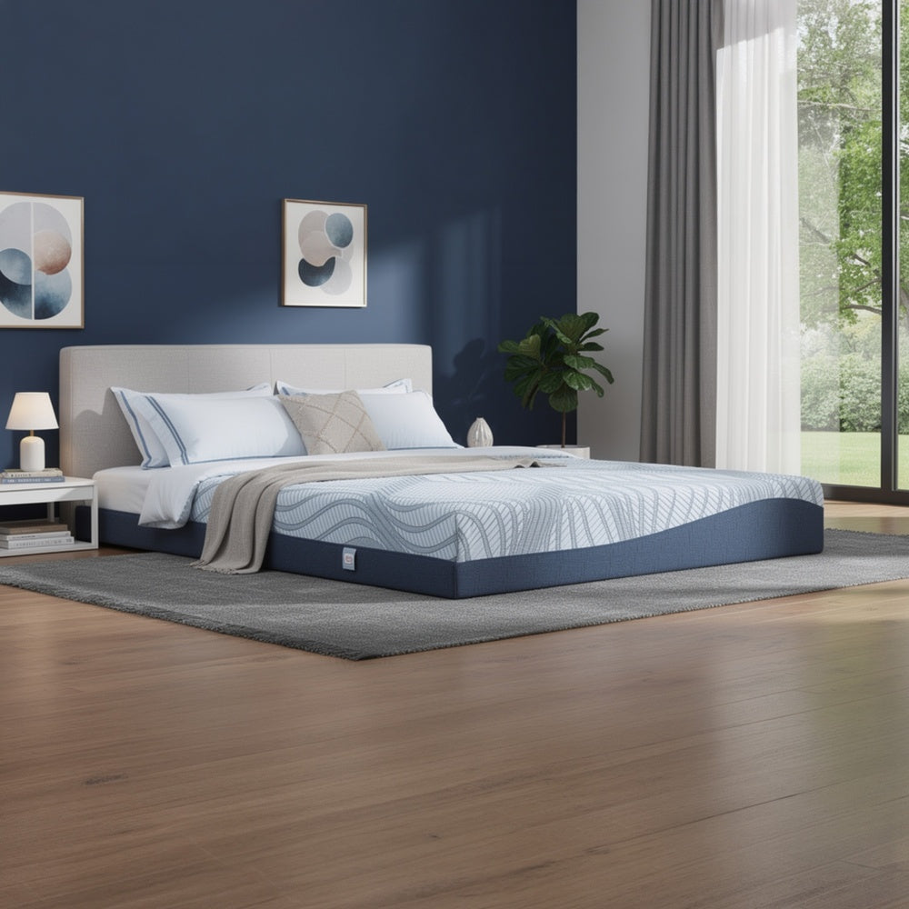 Pmy Full Mattress with Memory Foam, Firm Support, Light Blue Fabric 12 Inch-BM352973