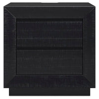 Deri Nightstand with USB Ports and Dual Drawers, Black Wood 27 Inch