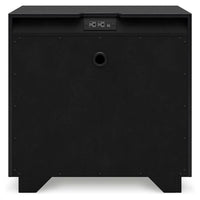 Deri Nightstand with USB Ports and Dual Drawers, Black Wood 27 Inch