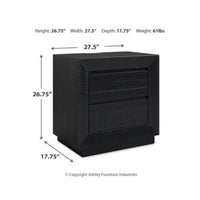 Deri Nightstand with USB Ports and Dual Drawers, Black Wood 27 Inch