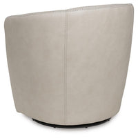 Niko Swivel Accent Chair with Barrel Back Design, Bone-White Leather