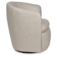 Niko Swivel Accent Chair with Barrel Back Design, Bone-White Leather