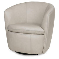 Niko Swivel Accent Chair with Barrel Back Design, Bone-White Leather