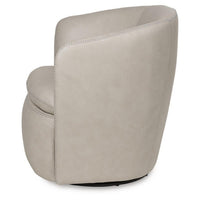 Niko Swivel Accent Chair with Barrel Back Design, Bone-White Leather