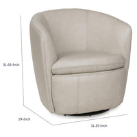 Niko Swivel Accent Chair with Barrel Back Design, Bone-White Leather