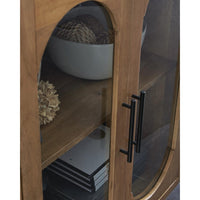 Nisa Accent Cabinet, 2 Glass Doors, Capsule Shelves, 40 Inch Light Brown