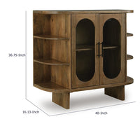Nisa Accent Cabinet, 2 Glass Doors, Capsule Shelves, 40 Inch Light Brown