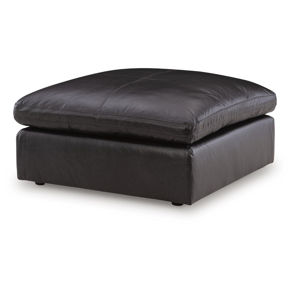 Emy Oversized Accent Ottoman, Black Top Grain Leather, 42 Inch -BM352986
