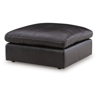 Emy Oversized Accent Ottoman, Black Top Grain Leather, 42 Inch -BM352986