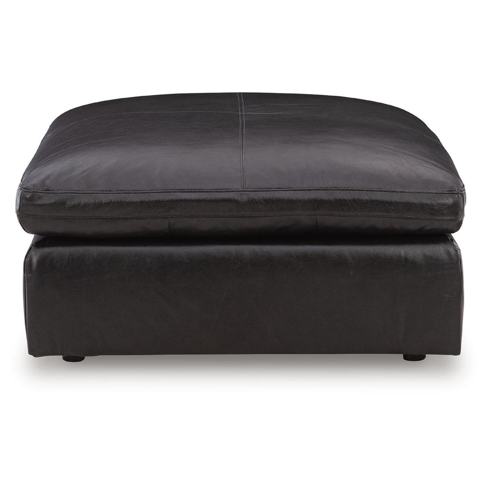Emy Oversized Accent Ottoman, Black Top Grain Leather, 42 Inch -BM352986