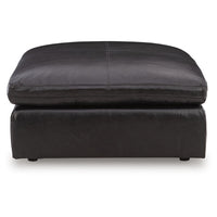 Emy Oversized Accent Ottoman, Black Top Grain Leather, 42 Inch -BM352986