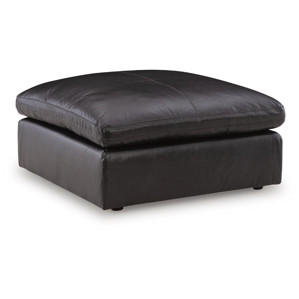Emy Oversized Accent Ottoman, Black Top Grain Leather, 42 Inch -BM352986