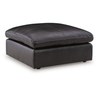 Emy Oversized Accent Ottoman, Black Top Grain Leather, 42 Inch -BM352986