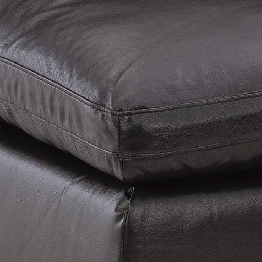 Emy Oversized Accent Ottoman, Black Top Grain Leather, 42 Inch -BM352986