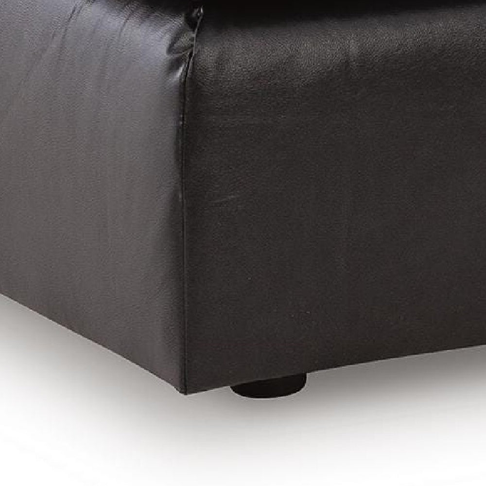 Emy Oversized Accent Ottoman, Black Top Grain Leather, 42 Inch -BM352986