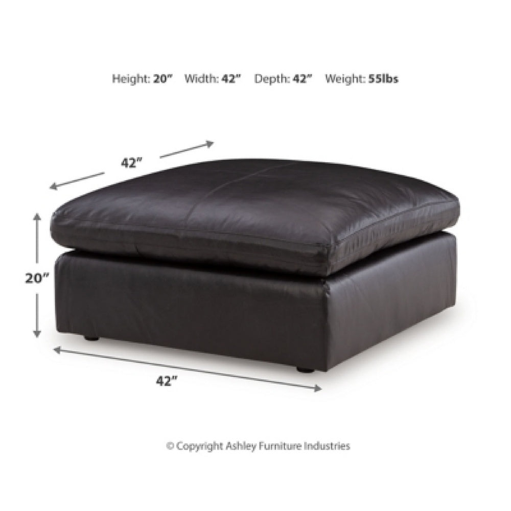 Emy Oversized Accent Ottoman, Black Top Grain Leather, 42 Inch -BM352986