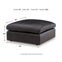 Emy Oversized Accent Ottoman, Black Top Grain Leather, 42 Inch -BM352986