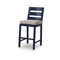 Eina Outdoor Barstool Chair Set of 2, Navy Blue Aluminum, Beige Cushion-BM352987